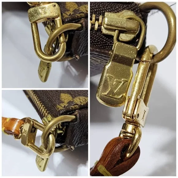 Authentic LOUIS VUITTON Accessorie Monogram Pochette Brown